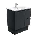 Fienza Rotondo Fingerpull On Kickboard Vanity Right (1 Taphole) 750mm Satin Black ROT75ZBKR