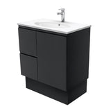 Fienza Rotondo Fingerpull On Kickboard Vanity Left (1 Taphole) 750mm Satin Black ROT75ZBKL