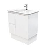 Fienza Rotondo Fingerpull On Kickboard Vanity Left (1 Taphole) 750mm Satin White ROT75ZKL