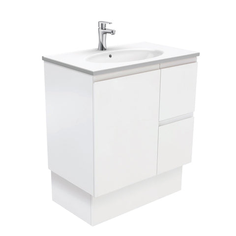 Fienza Rotondo Fingerpull On Kickboard Vanity Right (1 Taphole) 750mm Satin White ROT75ZKR