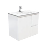 Fienza Rotondo Fingerpull Wall Hung Vanity Right (1 Taphole) 750mm Satin White ROT75ZR