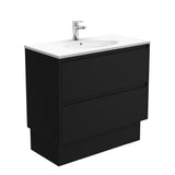 Fienza Rotondo Amato On Kickboard Vanity (1 Taphole) 900mm Satin Black ROT90BBK