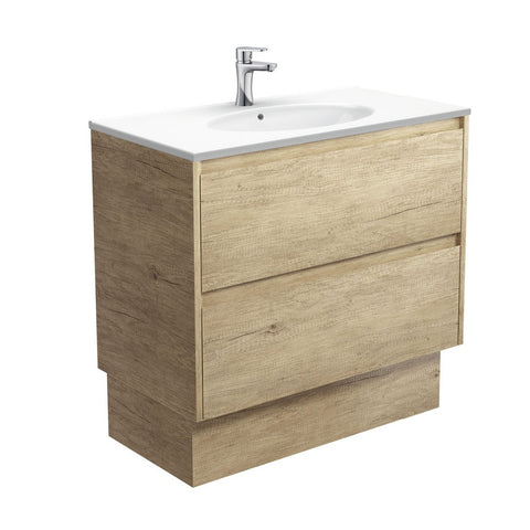 Fienza Rotondo Amato On Kickboard Vanity (1 Taphole) 900mm Scandi Oak ROT90BSK