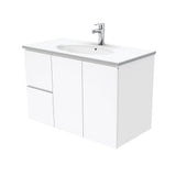 Fienza Rotondo Wall Hung Fingerpull Vanity Left (1 Taphole) 900mm Gloss White ROT90FL