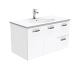 Fienza Rotondo Uni Wall Hung Vanity w/ Handles Right (1 Taphole) 900mm Gloss White ROT90JR
