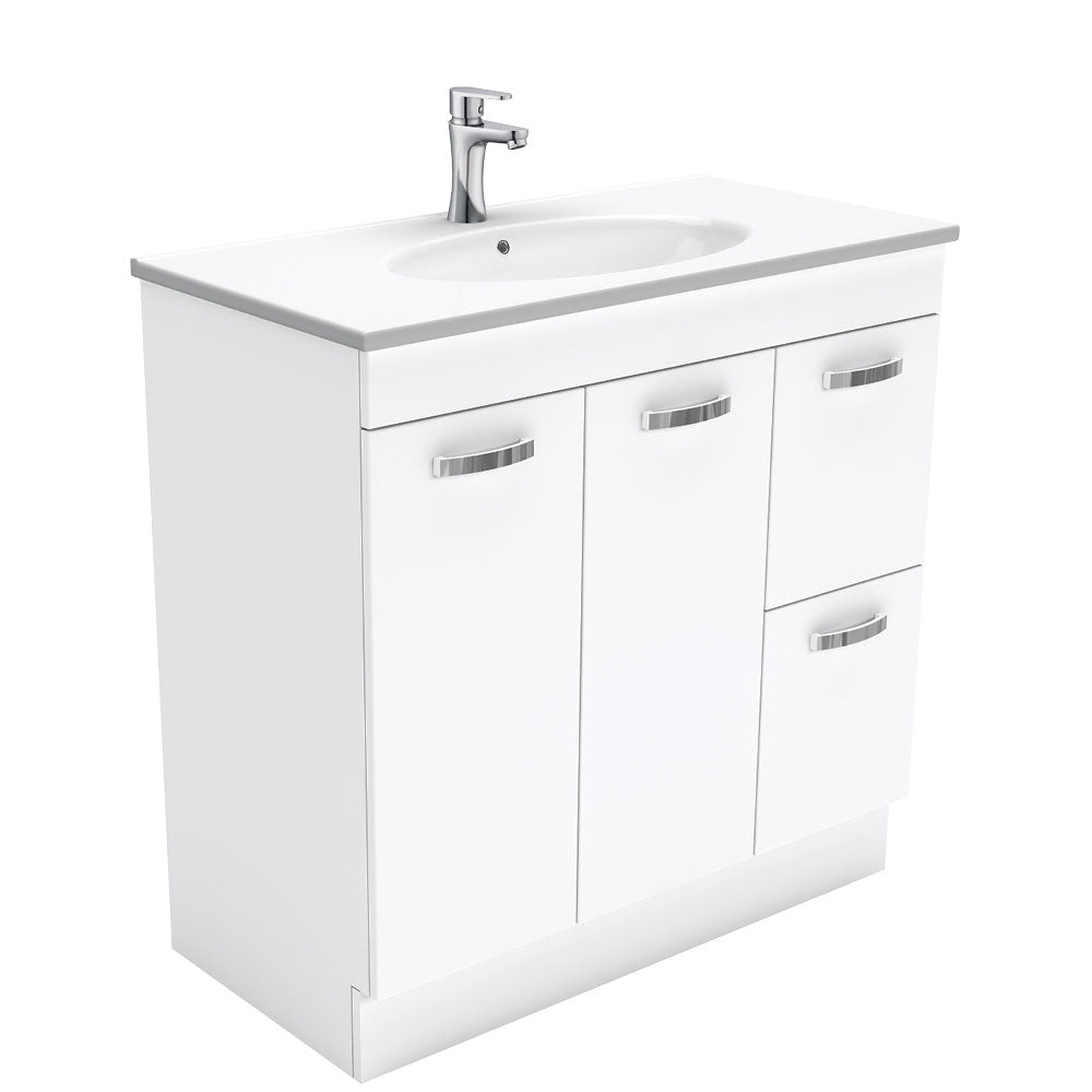 Fienza Rotondo Uni On Kickboard Vanity Solid Doors Right Hand (1 Taphole) 900mm Gloss White ROT90NKWR