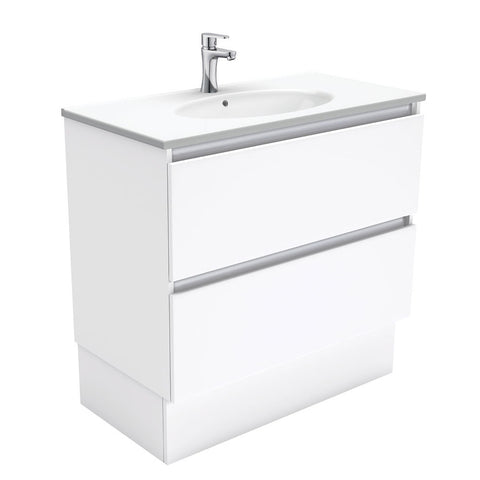 Fienza Rotondo Quest On Kickboard Vanity (1 Taphole) 900mm Gloss White ROT90QK