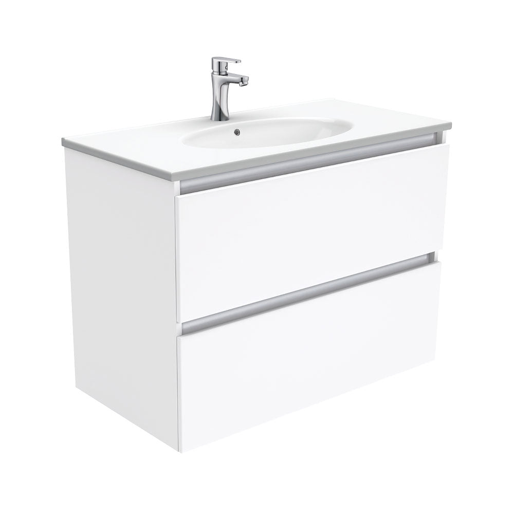 Fienza Rotondo Quest Wall Hung Vanity (1 Taphole) 900mm Gloss White ROT90Q