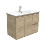 Fienza Rotondo Edge Wall Hung Vanity Right (1 Taphole) 900mm Scandi Oak ROT90SR