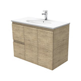Fienza Rotondo Edge Wall Hung Vanity Left (1 Taphole) 900mm Scandi Oak ROT90SL