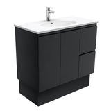 Fienza Rotondo Fingerpull On Kickboard Vanity Right (1 Taphole) 900mm Satin Black ROT90ZBKR