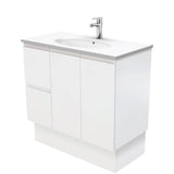 Fienza Rotondo Fingerpull On Kickboard Vanity Left (1 Taphole) 900mm Satin White ROT90ZKL