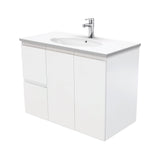 Fienza Rotondo Fingerpull Wall Hung Vanity Left (1 Taphole) 900mm Satin White ROT90ZL