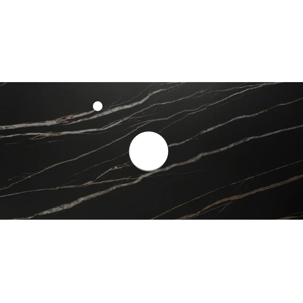 Otti Rock Plate Above Counter Stone Top 1200x465x15mm (10 O'Clock Taphole) Empire Black RP124EB-10TH