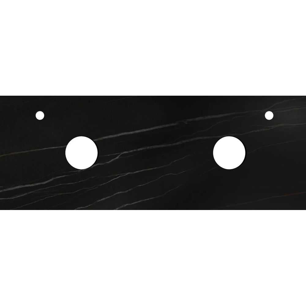 Otti Rock Plate Above Counter Stone Top 1500x465x15mm (Left 10 O'Clock Right 2 O'Clock Taphole) Empire Black RP154EB-10TH