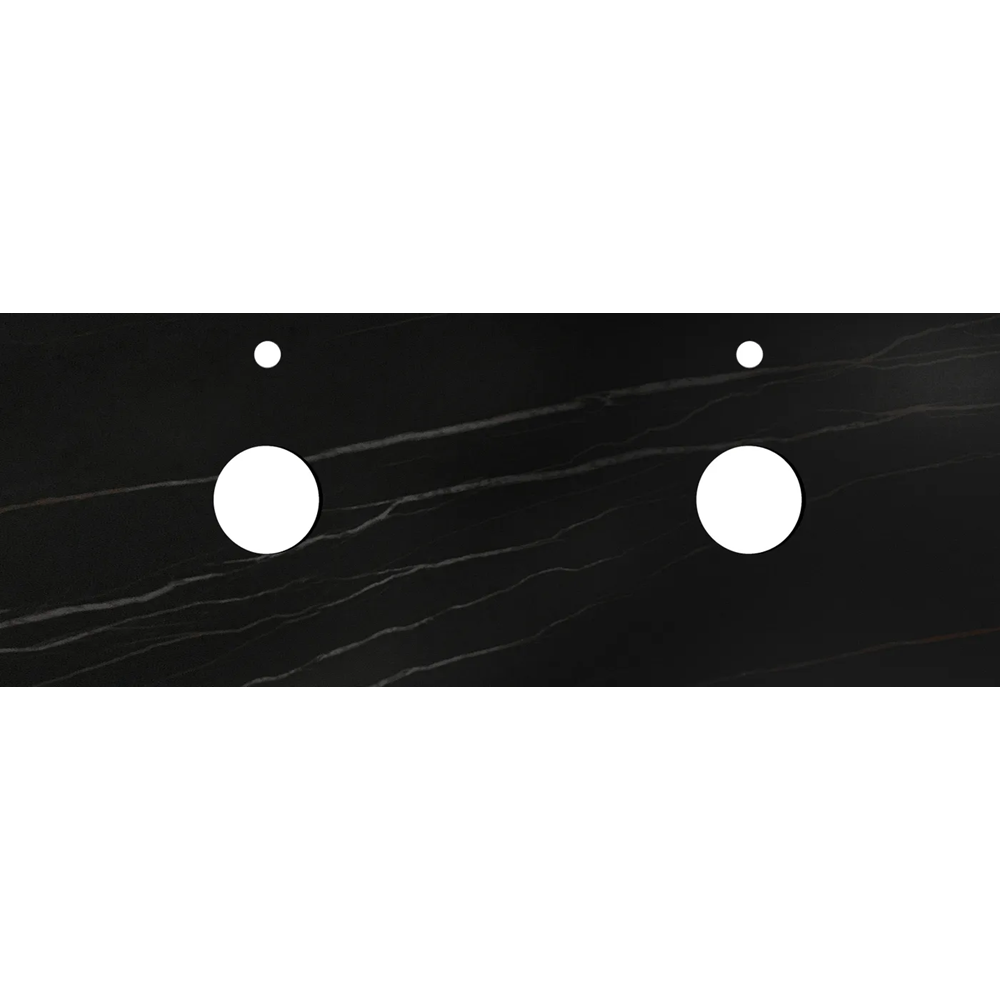 Otti Rock Plate Above Counter Stone Top 1500x465x15mm (12 O'Clock Taphole) Empire Black RP154EB-12TH