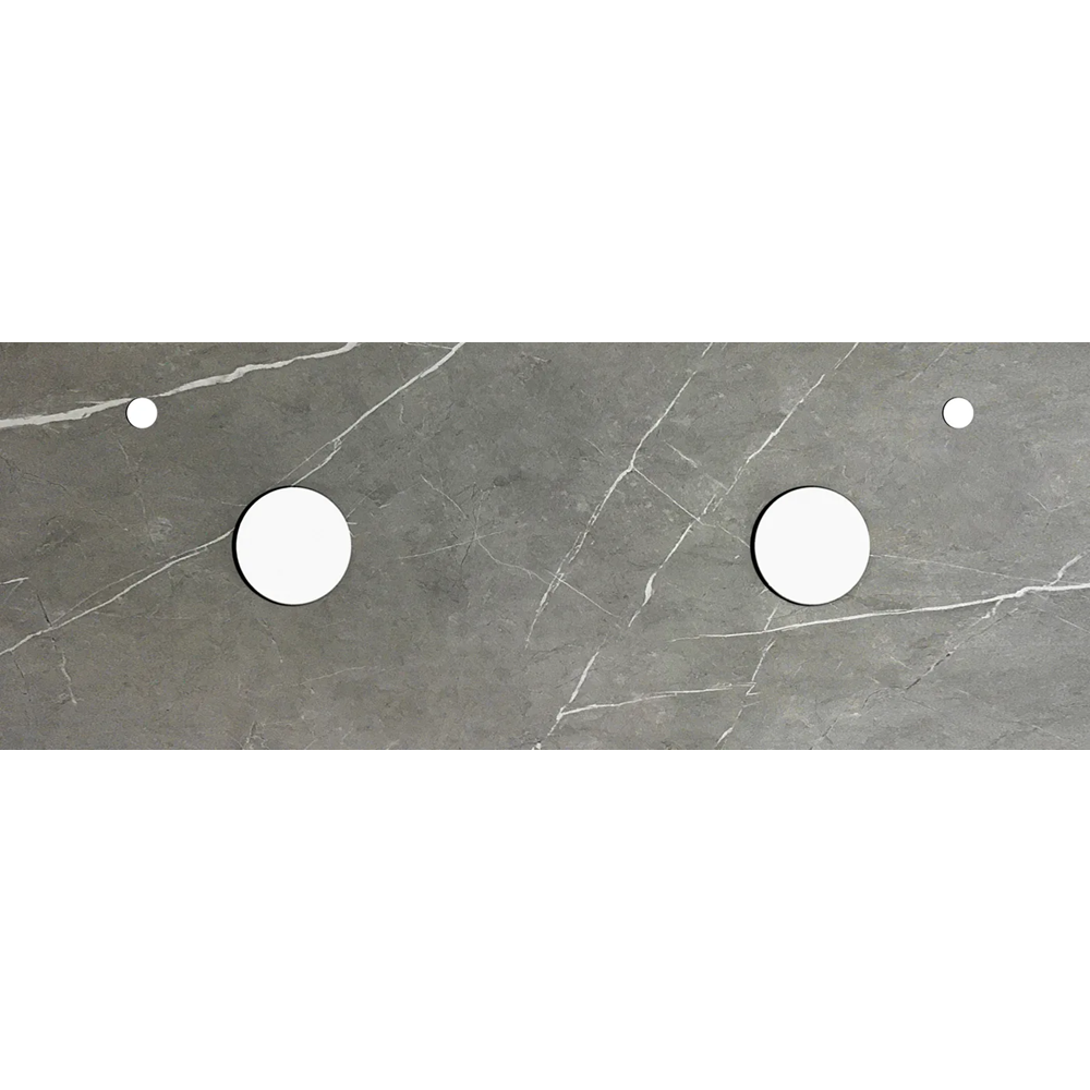 Otti Rock Plate Above Counter Stone Top 1500x465x15mm (Left 10 O'Clock Right 2 O'Clock Taphole) Amani Grey RP154G-10TH