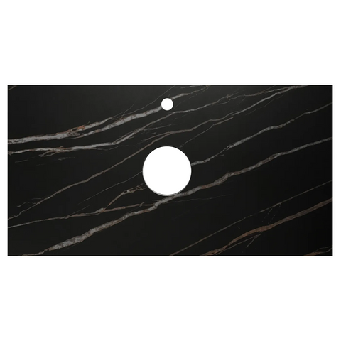 Otti Rock Plate Above Counter Stone Top 750x465x15mm (12 O'Clock Taphole) Empire Black RP74EB-12TH