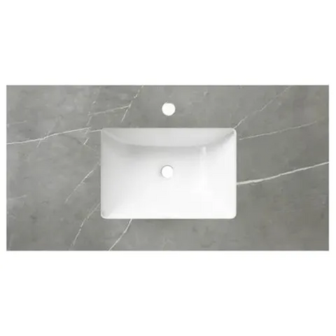 Otti Rock Plate Stone Top 750x465x15mm (12 O'Clock Taphole) w/ Undermount Basin Amani Grey RP74G-UB