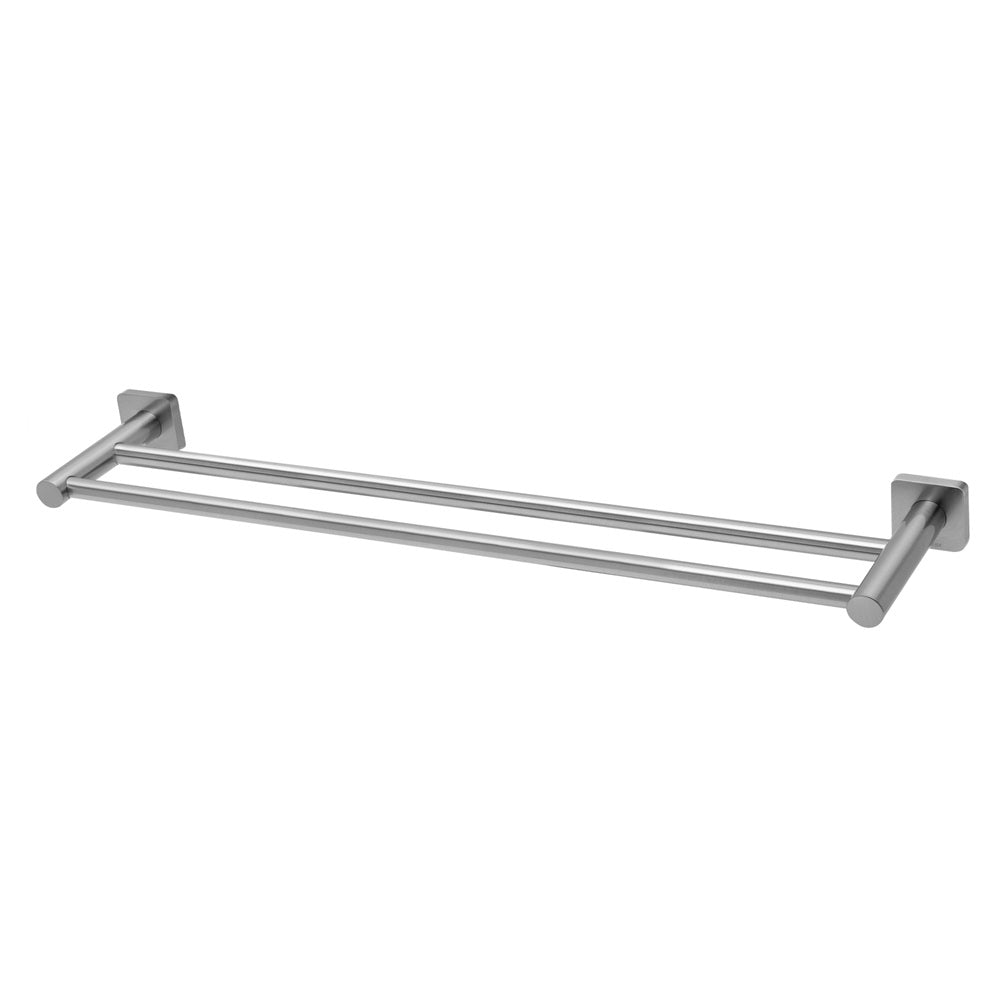 Phoenix Radii Double Towel Rail Square Plate 600mm Stainless Steel RS813-51