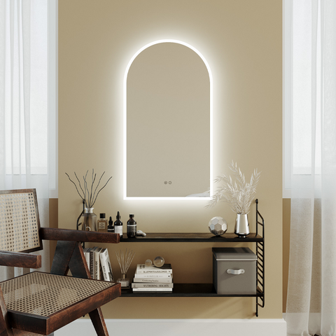 Remer Arch Mirror LED 500 x 900mm Matte White Frame AR50D-MW