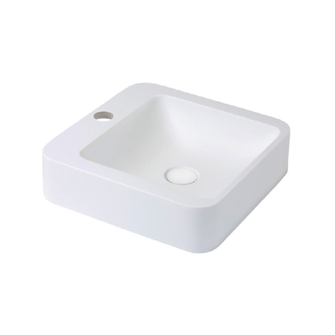Fienza Rondo Above Counter Cast Stone Basin 410x415mm (1 Taphole) Matte White CSB09