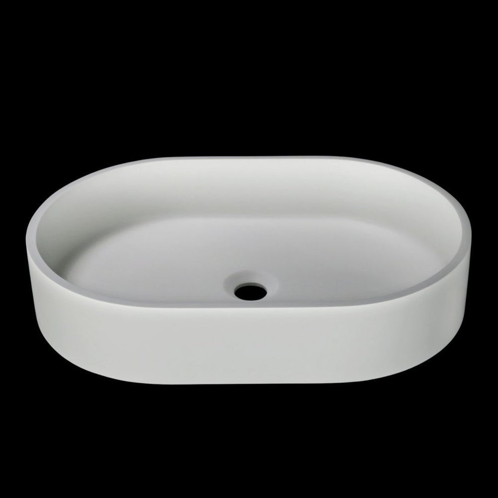 Kaskade Pure Ruth Above Counter Oval Stone Basin 580mm Matte White VXA26-580-NIK9043NA