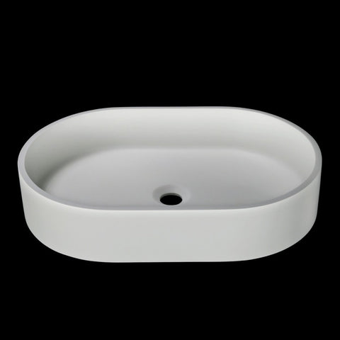 Kaskade Pure Ruth Above Counter Oval Stone Basin 580mm Matte White VXA26-580-NIK9043NA