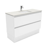 Fienza Sarah Quest On Kickboard Vanity 1200mm 2 Drawers Silica Free (No Taphole) White / Roman Sand Top SA120QK-0-SF