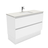 Fienza Sarah Roman Sand Quest On Kickboard Vanity (1 Taphole) Silica Free 1200mm Gloss White SA120QK-SF