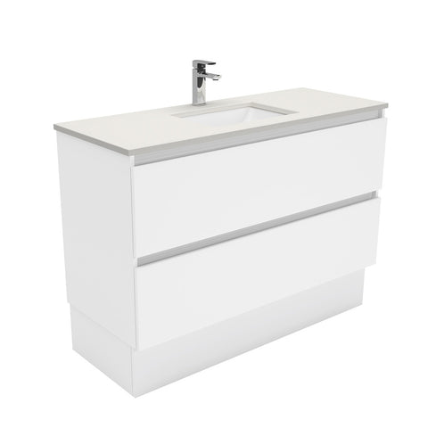 Fienza Sarah Roman Sand Quest On Kickboard Vanity (1 Taphole) Silica Free 1200mm Gloss White SA120QK-SF