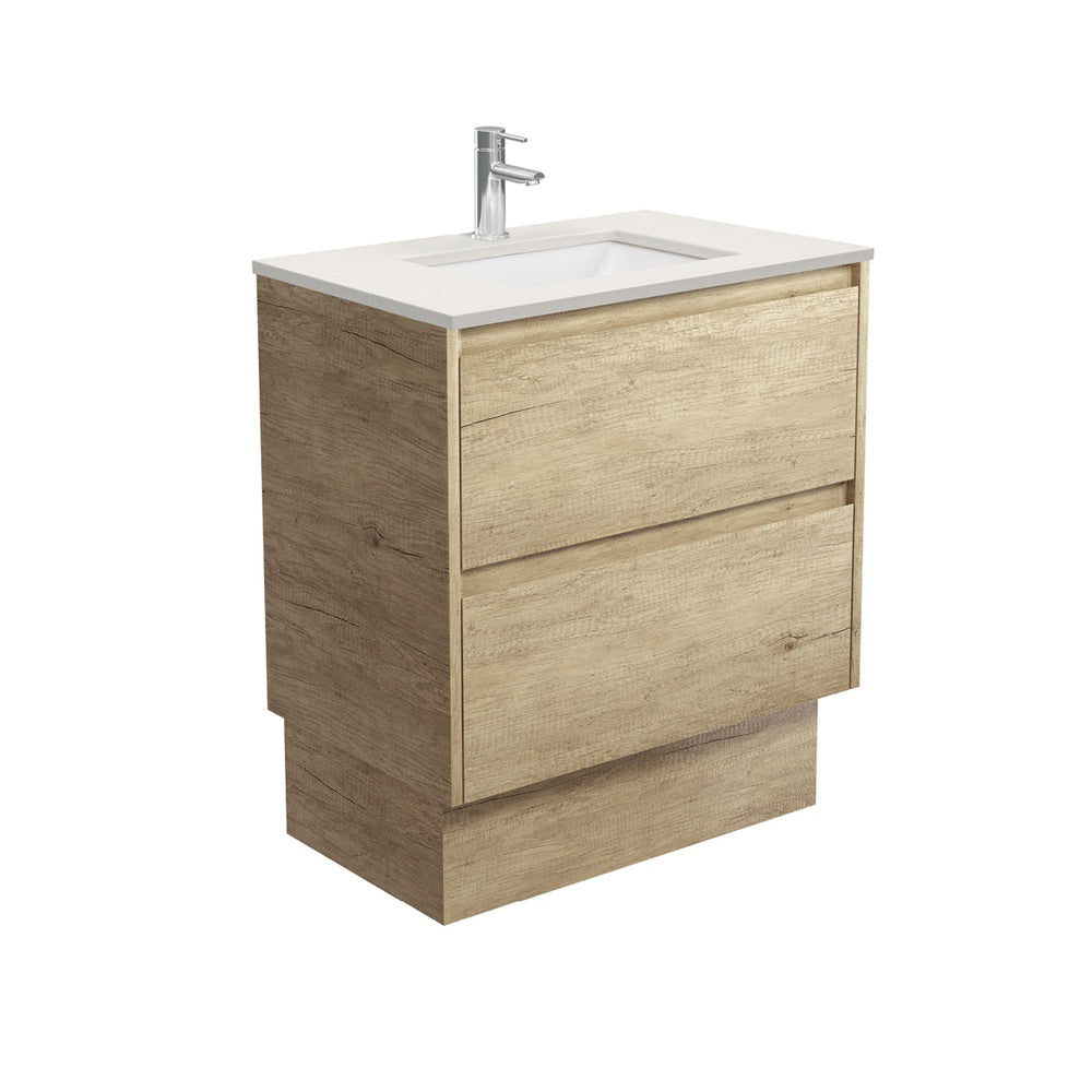 Fienza Sarah Roman Sand Amato On Kickboard Vanity (1 Taphole) 750mm Silica Free Scandi Oak SA75BSK-SF