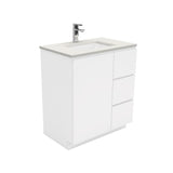 Fienza Sarah Roman Sand Fingerpull On Kickboard Cabinet Right (1 Taphole) 750mm Silica Free Gloss White SA75CR-SF