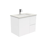 Fienza Sarah Roman Sand Wall Hung Fingerpull Cabinet Right (1 Taphole) 750mm Silica Free Gloss White SA75FR-SF