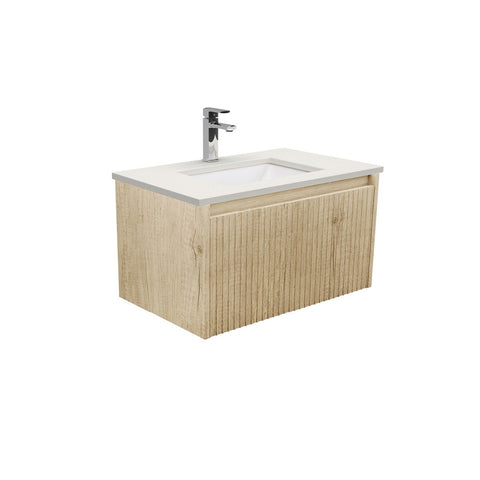 Fienza Sarah Roman Sand Alina Wall Hung Cabinet (1 Taphole) 750mm Silica Free Scandi Oak SA75RSC-SF