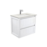 Fienza Sarah Hampton Wall Hung Vanity 750mm Silica Free (No Taphole) White / Roman Sand Top SA75T-0-SF