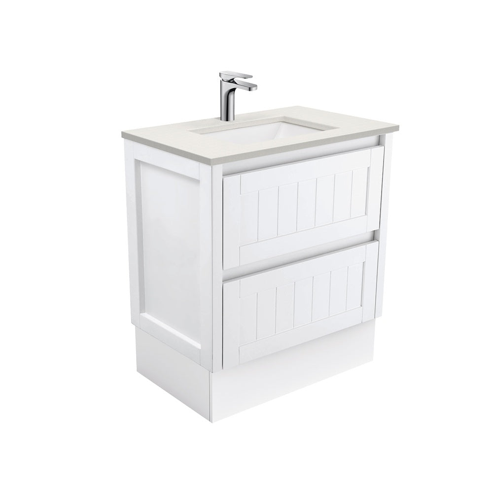 Fienza Sarah Roman Sand Hampton On Kickboard Cabinet (1 Taphole) 750mm Silica Free Gloss White SA75TK-SF