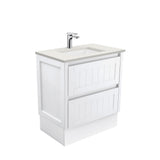 Fienza Sarah Hampton On Kickboard Vanity 750mm Silica Free (No Taphole) White / Roman Sand Top SA75TK-0-SF