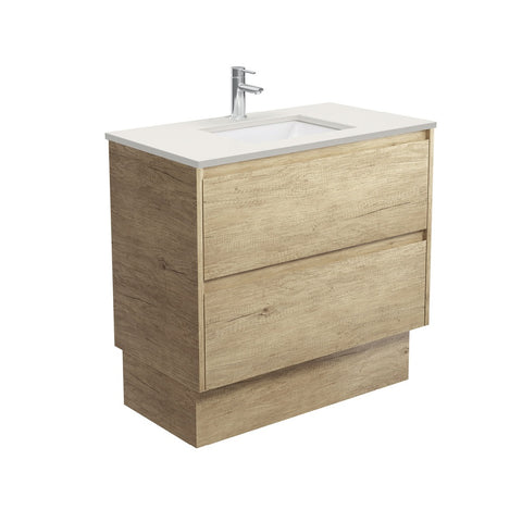 Fienza Sarah Roman Sand Amato On Kickboard Vanity (1 Taphole) 900mm Silica Free Scandi Oak SA90BSK-SF