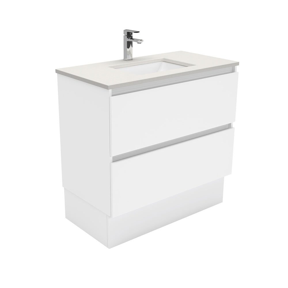 Fienza Sarah Roman Sand Quest On Kickboard Cabinet (1 Taphole) 900mm Silica Free Gloss White SA90QK-SF