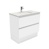 Fienza Sarah Quest On Kickboard Vanity 900mm 2 Drawers Silica Free (No Taphole) White / Roman Sand Top SA90QK-0-SF