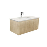 Fienza Sarah Roman Sand Alina Wall Hung Cabinet (1 Taphole) 900mm Silica Free Scandi Oak SA90RSC-SF