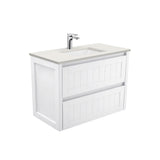 Fienza Sarah Roman Sand Hampton Wall Hung Cabinet (1 Taphole) 900mm Silica Free Gloss White SA90T-SF