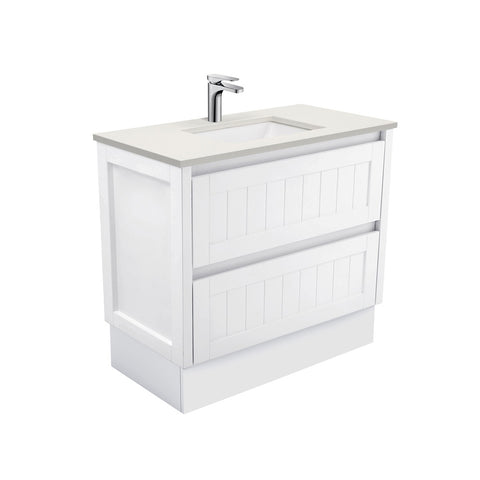 Fienza Sarah Roman Sand Hampton On Kickboard Cabinet (1 Taphole) 900mm Silica Free Gloss White SA90TK-SF