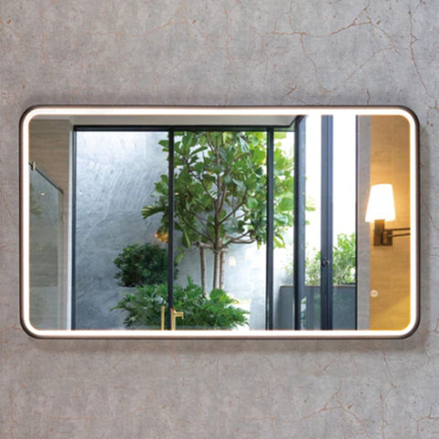 Mallow Saros Framed Rectangular LED Mirror 1200x700mm Matte Black SAR-1270-MB