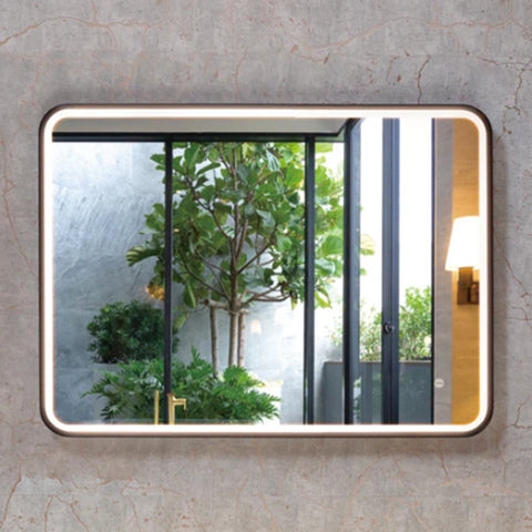 Mallow Saros Framed Rectangular LED Mirror 900x700mm Matte Black SAR-9070-MB
