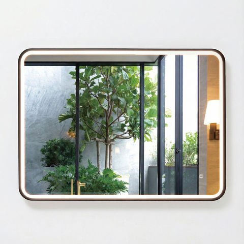 Mallow Saros Framed Rectangular LED Mirror 900x700mm Matte Black SAR-9070-MB