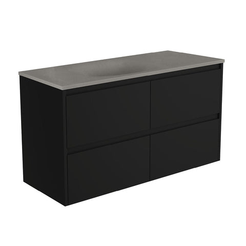 Fienza Satori Amato Wall Hung Vanity 1200mm Satin Black SAT120BB