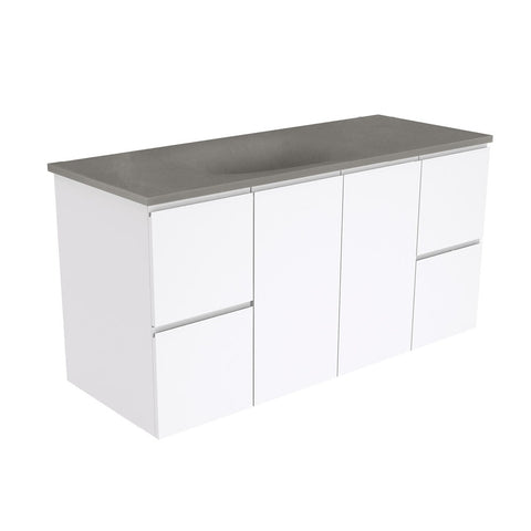Fienza Satori Fingerpull Wall Hung Vanity 1200mm Gloss White SAT120F