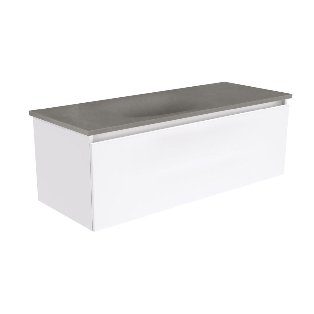 Fienza Satori Manu Wall Hung Vanity w/ 2 Internal Drawers 1200mm Gloss White SAT120H